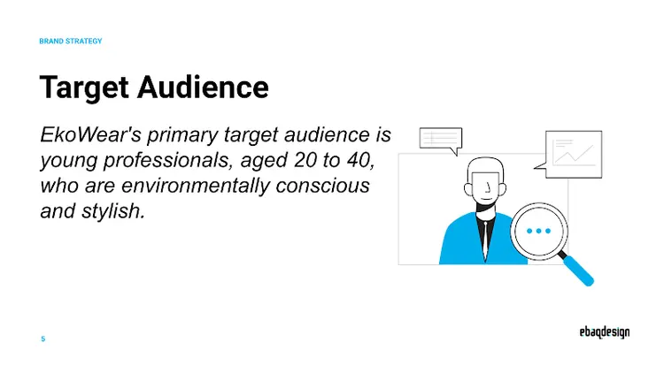 EkoWear Target Audience: young professionals aged 20 to 40 who are environmentally conscious