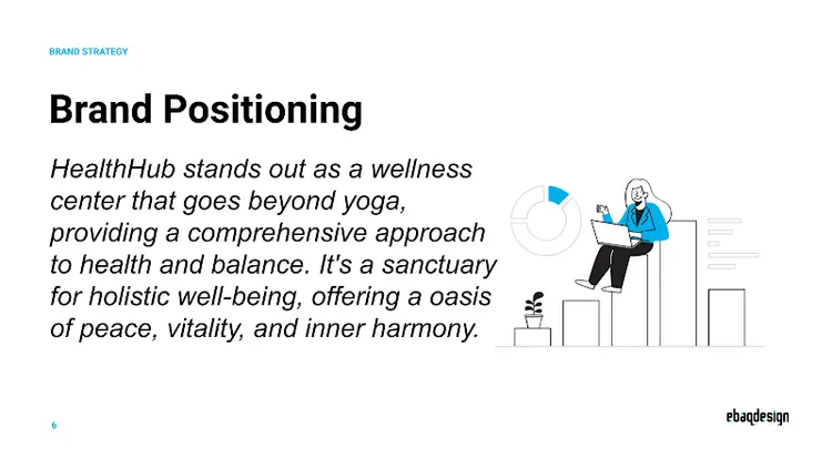 HealthHub Brand Positioning: a wellness center providing a comprehensive approach to health and balance
