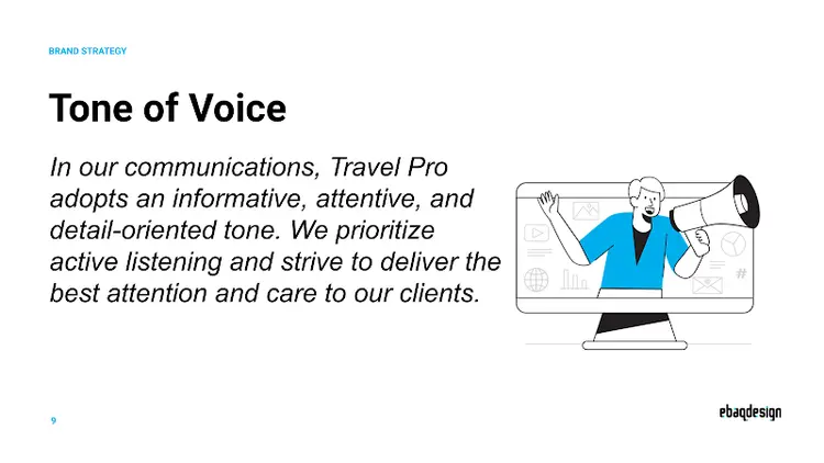 Travel Pro Tone of Voice: informative, attentive, and detail-oriented